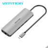CÁP CHUYỂN ĐỔI TỪ USB TYPE C SANG USB3.0*3/LAN GIGABIT/PD (87w) VENTION CHFHA